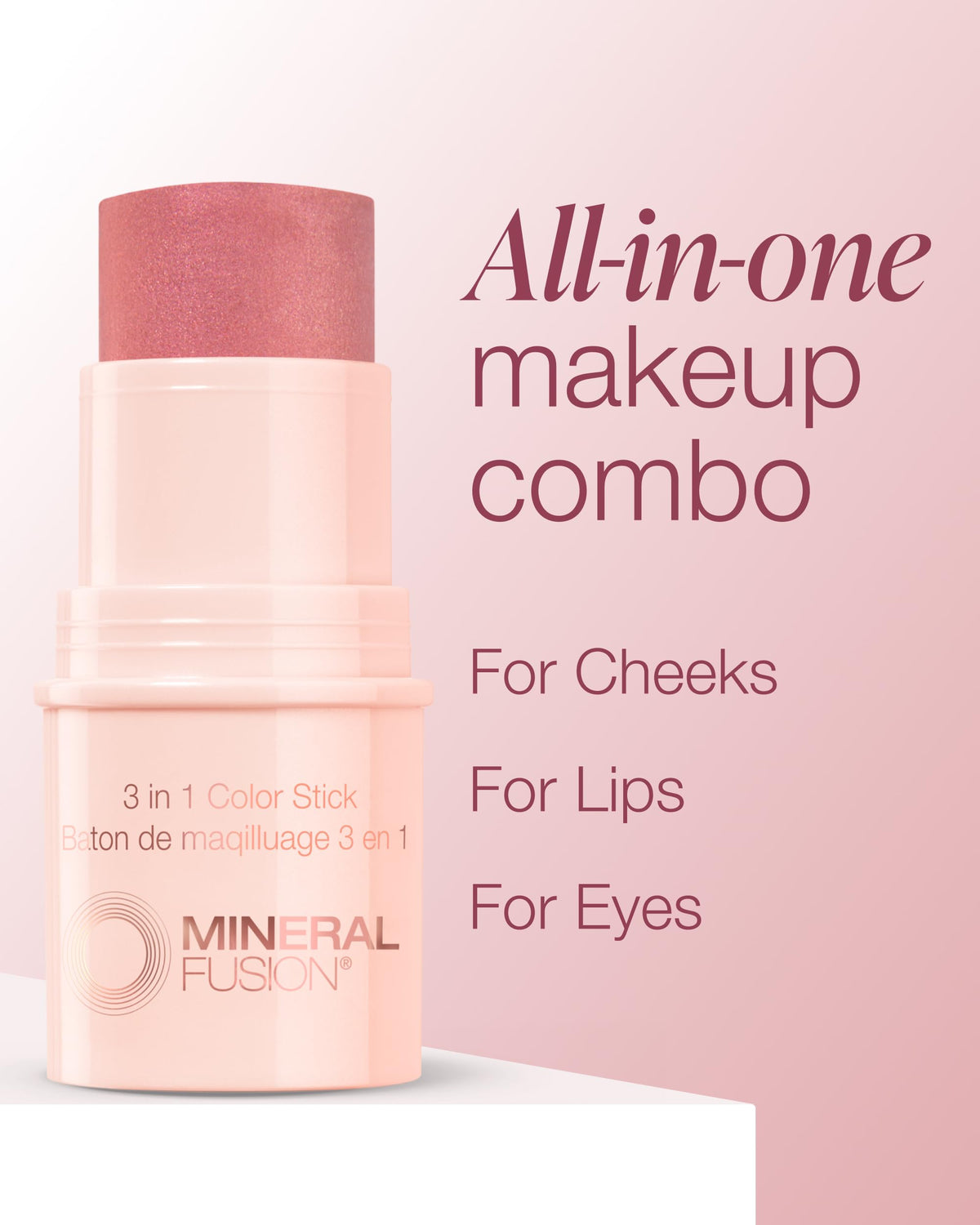 supplement products​Mineral Fusion 3-in-1 Color Stick - Hydrating Cream Blush Tint for Cheek, Lip and Eye - Natural Multi Use Makeup (Rosette) - JerryCherryUSA