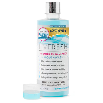 supplement products​LIVFRESH Mouthwash, Clinically Proven, 163% Better Tartar Control, 114% Better Gum Health, 72% Better Plaque Reduction, 38% Better at Eliminating Bad Breath, JerryCherryUSA