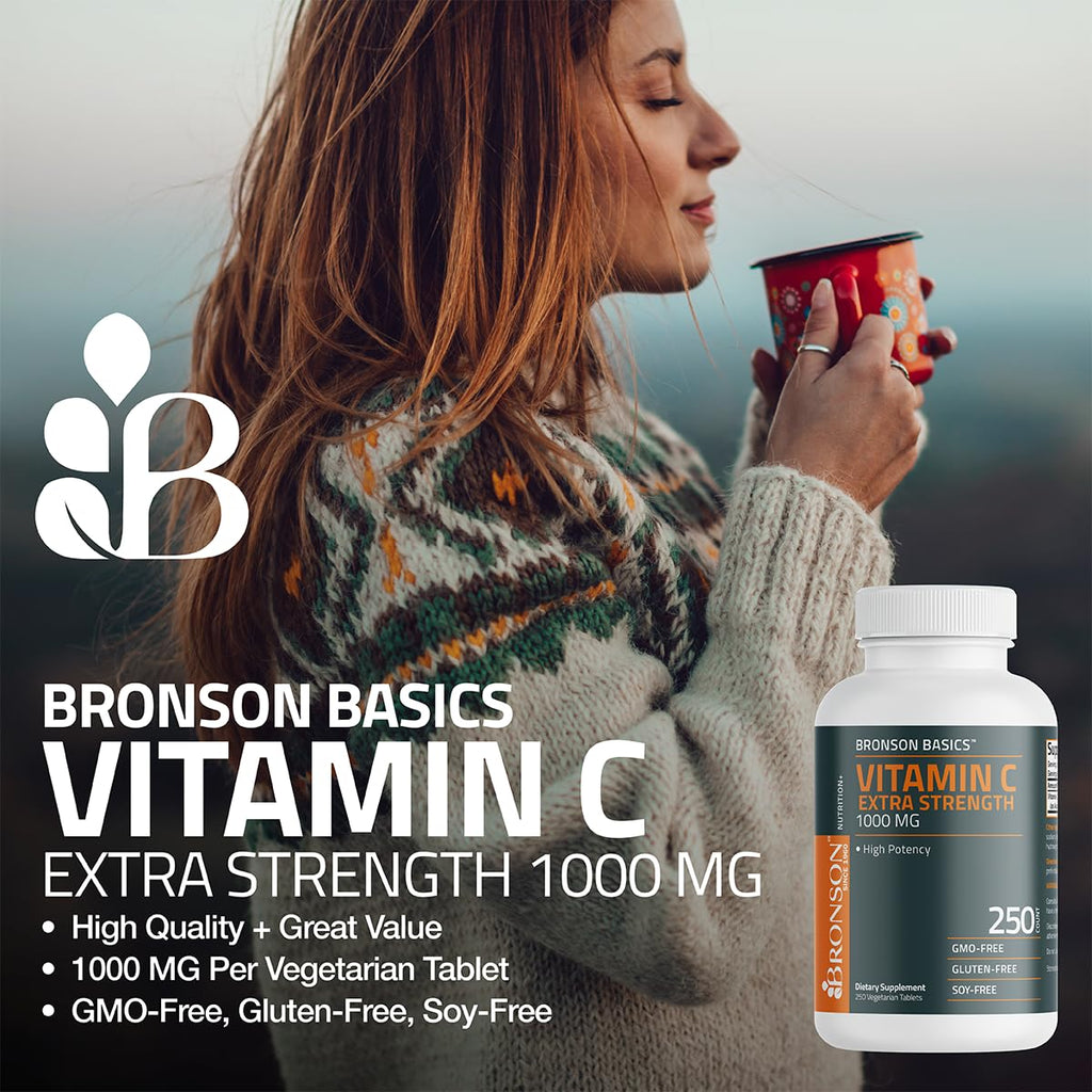 Bronson Vitamin C 1000mg Extra Strength, Supports a Healthy Immune System, High Potency, Non-GMO, 100 Vegetarian Tablets
