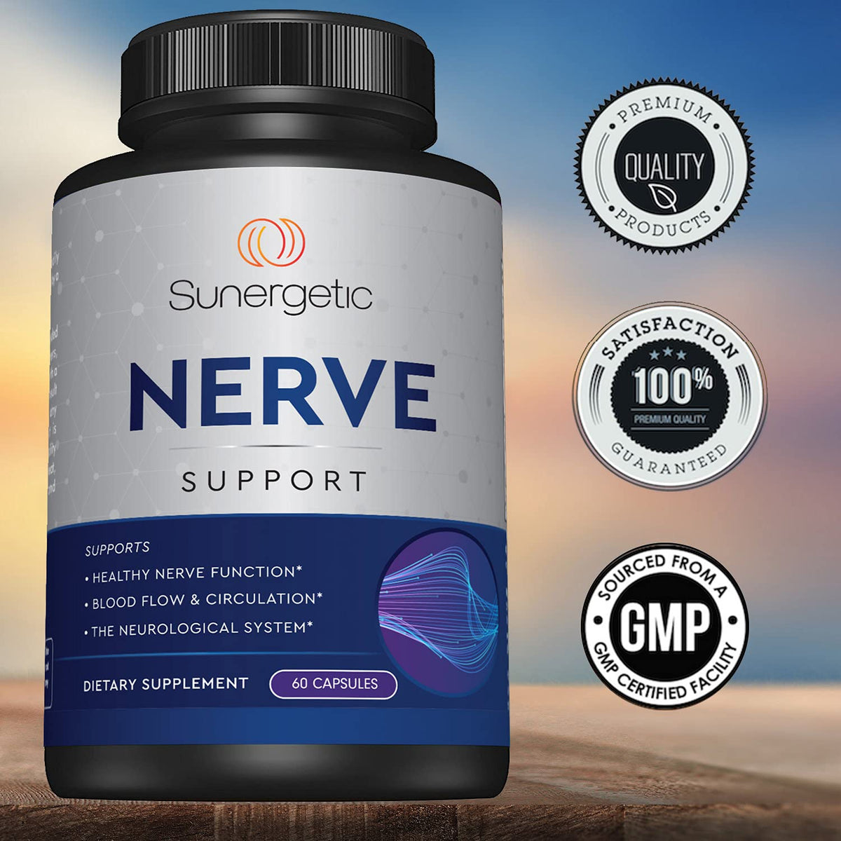 Premium Nerve Support Supplement – with Alpha Lipoic Acid (ALA) 600 mg, Acetyl-L-Carnitine (ALC) & Benfotiamine - Nerve Support Formula for Healthy Circulation, Feet, Hands & Toes - 60 Capsules