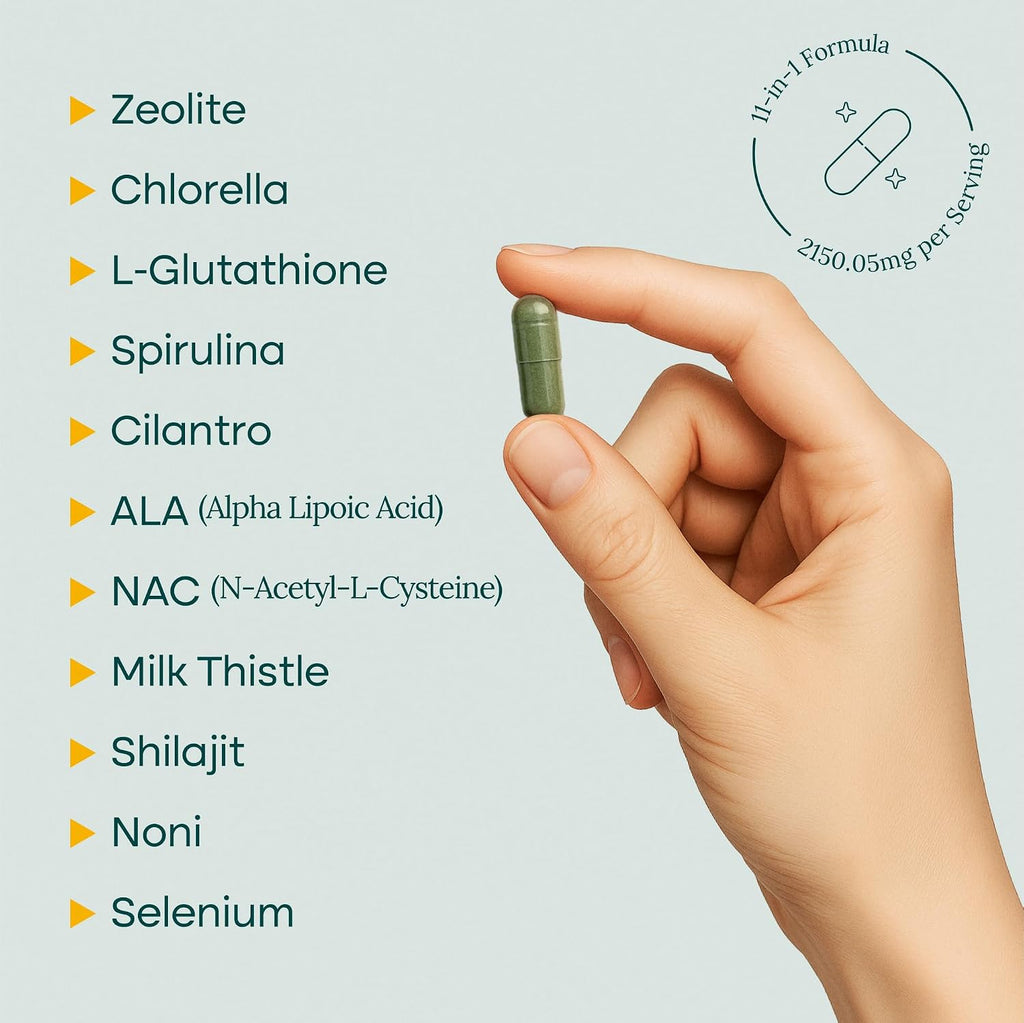 Liver Cleanse Detox & Repair with Zeolite, Chlorella, Glutathione NAC 90Ct | Zeolite supplement for gut health, cognition & natural energy - ALA, cilantro, milk thistle, noni, shilajit, vegan, non-GMO