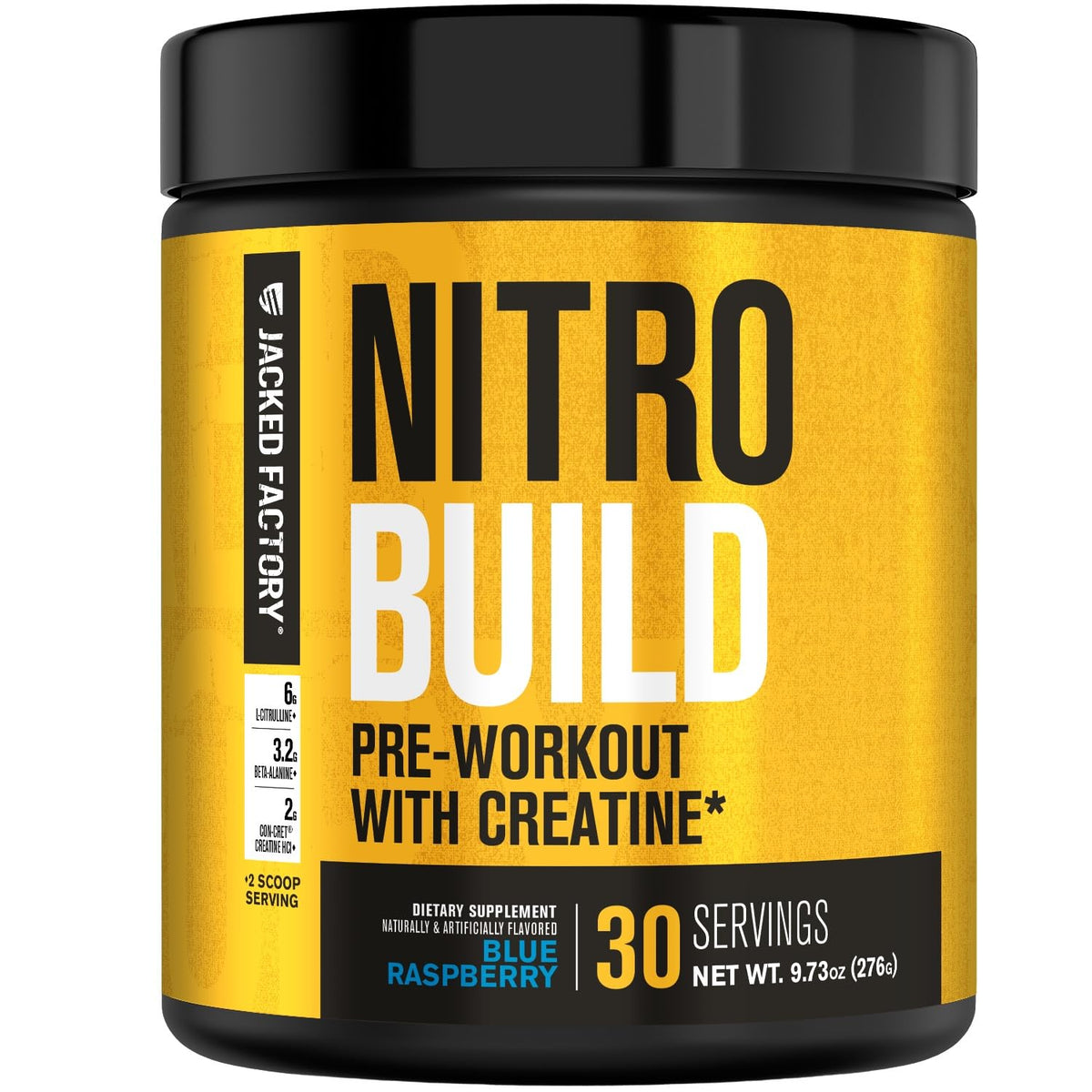 Jacked Factory Nitrosurge Build Pre Workout with Creatine for Muscle Building - Con Cret Creatine Powder & elevATP for Intense Energy, Powerful Pump,