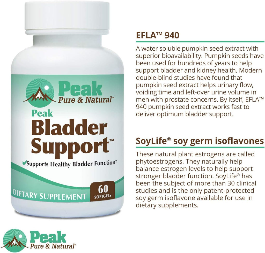 Peak Pure & Natural Peak Bladder Support for Overactive Bladder and Bladder Control | Go-Less™ for Urge Incontinence and Leak Accident Protection | Soylife® and EFLA® 940