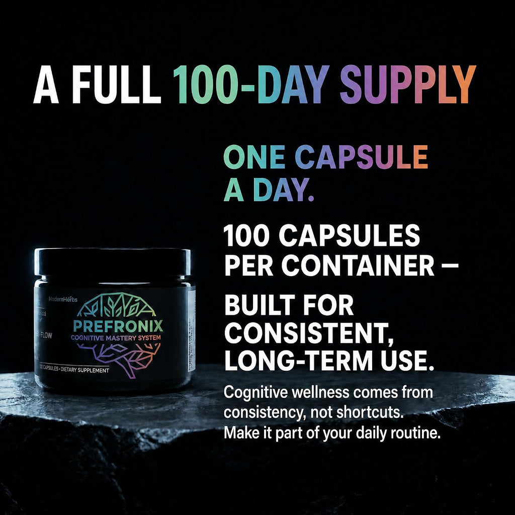 Prefronix Nootropic Brain Supplement, Ginkgo Biloba, Memory & Cognitive | 100-Day Supply; Caffeine-Free Daily Focus; 14 Botanicals for Men, Women and Seniors; GMP-Certified Quality