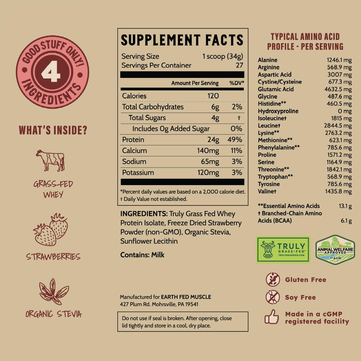 Earth Fed Muscle Whey Back Vanilla Irish Grass Fed Whey Protein Isolate | 25g protein per scoop, Third-Party Certified. Smooth vanilla, zero artificial sweeteners. Cold-processed in Ireland.