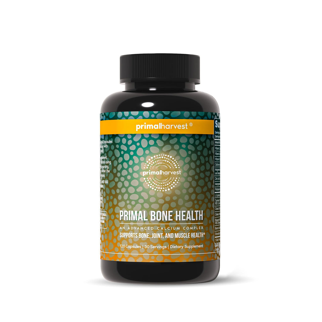 Primal Harvest Primal Bone Health Calcium Carbonate Bone Health Complex for Men & Women with Calcium, Magnesium, Zinc, Manganese, Potassium, & L-Carnitine (1 Pack)