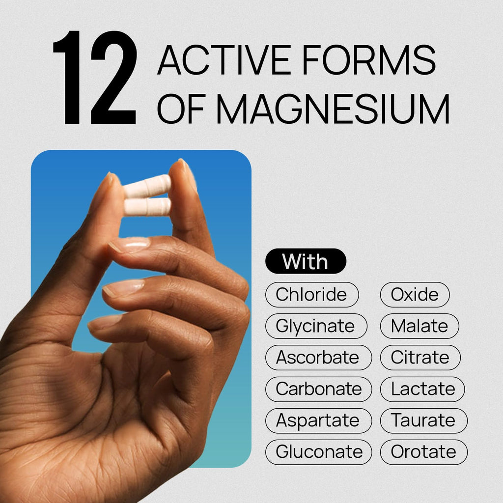18 in 1 Magnesium Complex for Women and Men | Liposomal Magnesium Supplement with Glycinate, Citrate, Malate, Taurate, D3 & K2 | High Absorption for Muscle, Sleep, Bone, Nerve Support | 90 Capsules