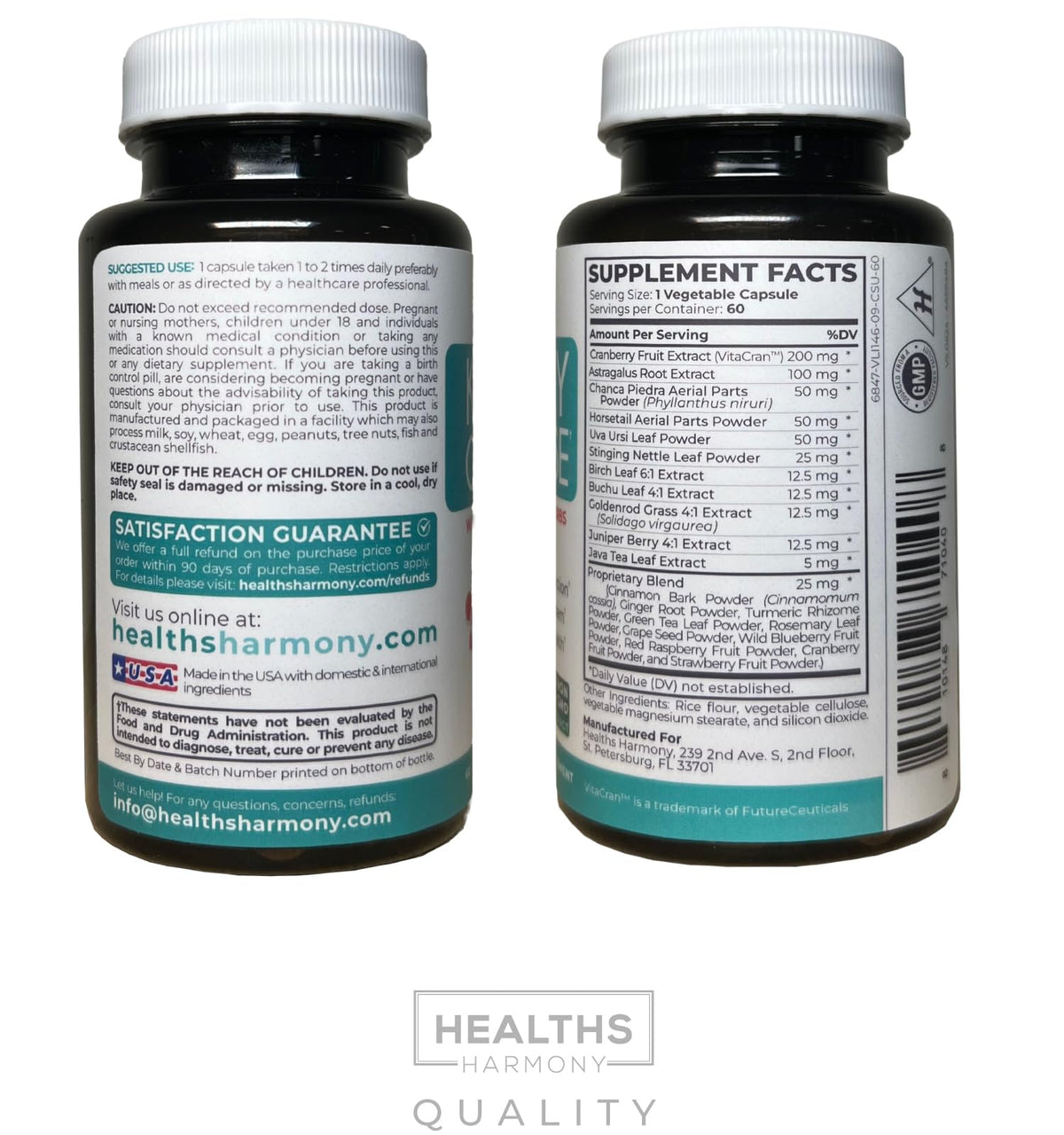 Kidney Cleanse Detox (Non-GMO) Support Healthy Urinary Tract- Powerful VitaCran Cranberry Extract & Herbs – Healthy Kidney Support Supplement - 60 Vegetarian Capsules (No Pills)
