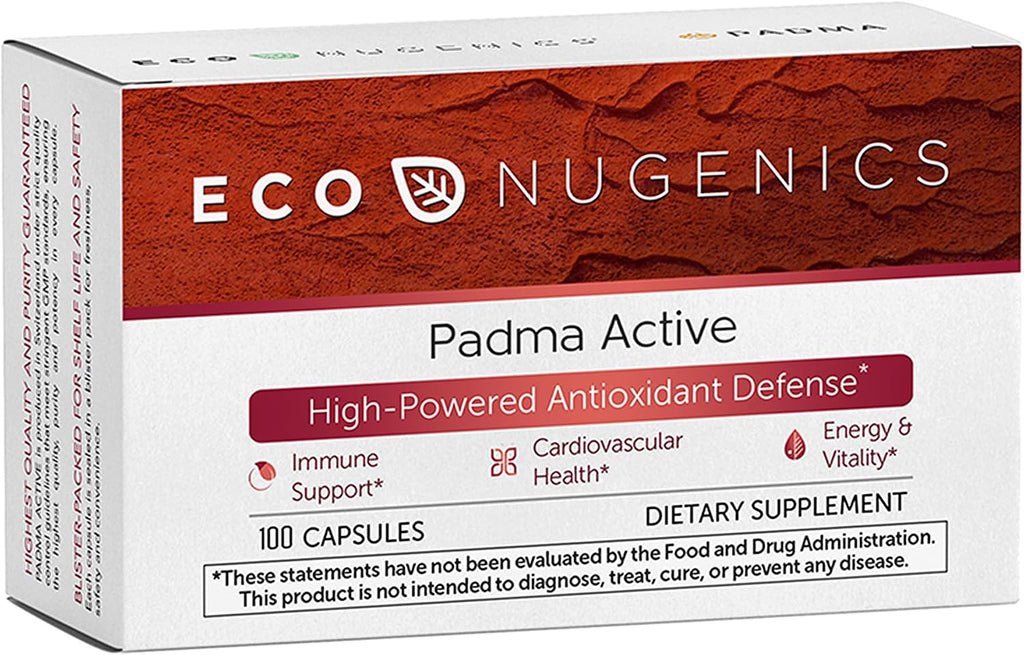 EcoNugenics Padma Active for Women & Men: Vitamin C Supplement for Collagen Formation, Energy Levels, and Immune System, Cellular & Antioxidant Support – Tibetan Recipe of Natural Herbs & Minerals