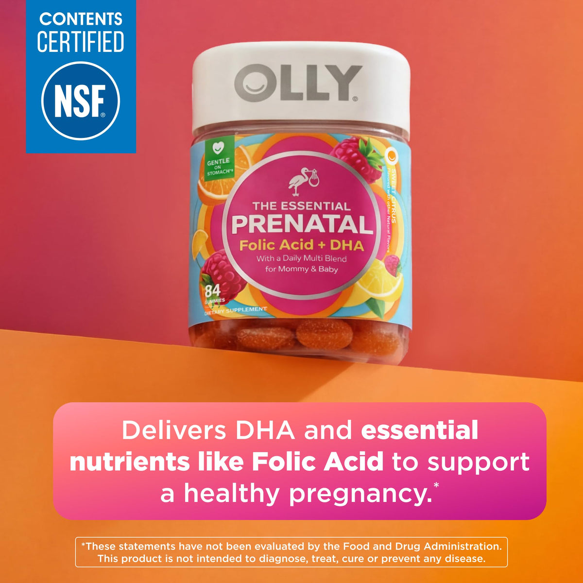 OLLY Prenatal Multivitamin Gummy, Daily Blend for Mommy & Baby - 60 Count