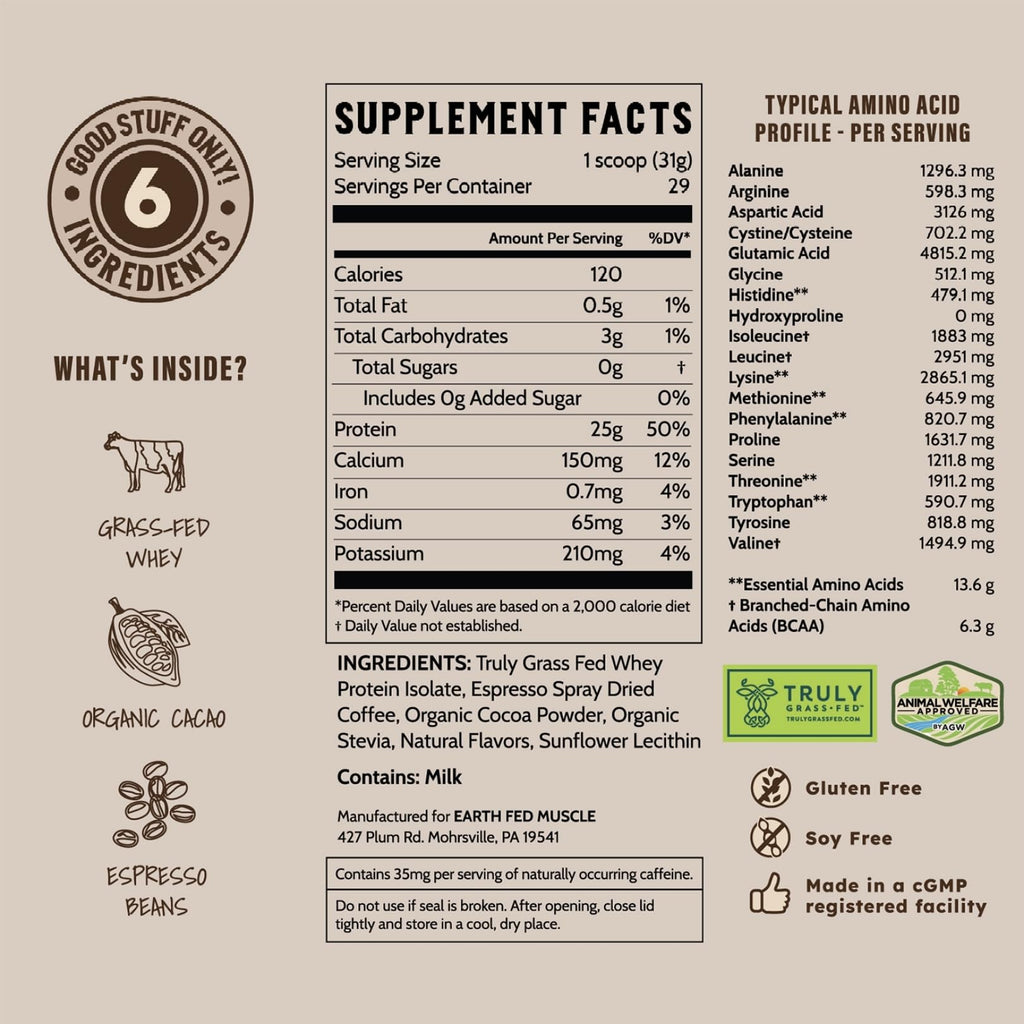 Earth Fed Muscle Whey Back Vanilla Irish Grass Fed Whey Protein Isolate | 25g protein per scoop, Third-Party Certified. Smooth vanilla, zero artificial sweeteners. Cold-processed in Ireland.