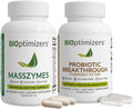 BIOptimizers MassZymes Digestive Enzymes - Probiotic Breakthrough Bundle – Gut Health & Bloating Relief – Prebiotic & Enzyme Support for Digestion, Energy, Health & Recovery – 180 Vegan Capsules