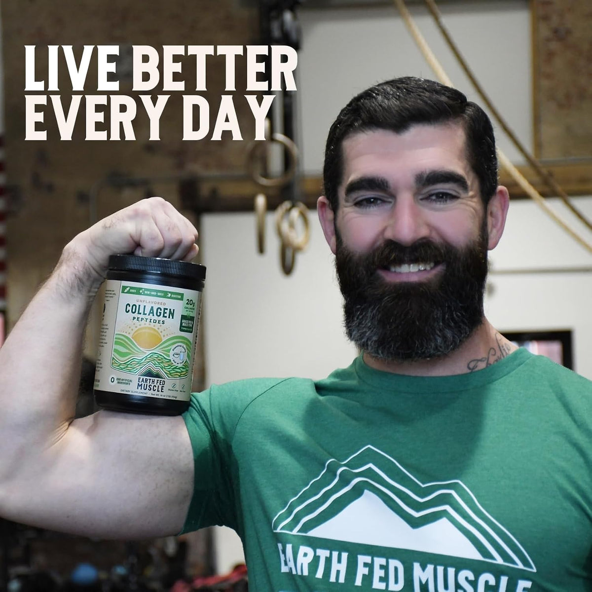 Earth Fed Muscle Collagen Peptides, Unflavored, 23 Servings | Third-Party Certified, 20g Protein, Grass Fed, Non-GMO, Hormone Free, Gluten Free, Multi-Type
