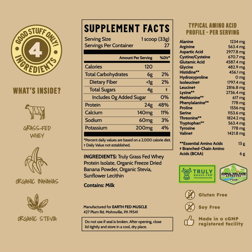Earth Fed Muscle Whey Back Vanilla Irish Grass Fed Whey Protein Isolate | 25g protein per scoop, Third-Party Certified. Smooth vanilla, zero artificial sweeteners. Cold-processed in Ireland.