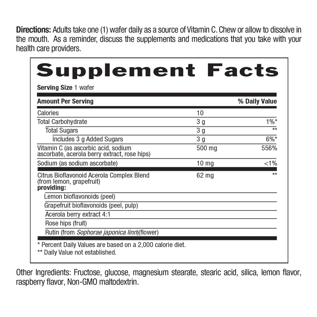 Country Life Acerola Vitamin C Complex 500 mg Chewable Wafers, 180 Count