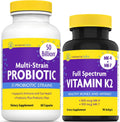 InnovixLabs Vitamin K2 & Probiotic Bundle Full Spectrum Vitamin K2 (90 Softgel Capsules) Multi-Strain Probiotic (60 Time-Release Capsules). Supports Bones, Immune and Healthy Gut. *