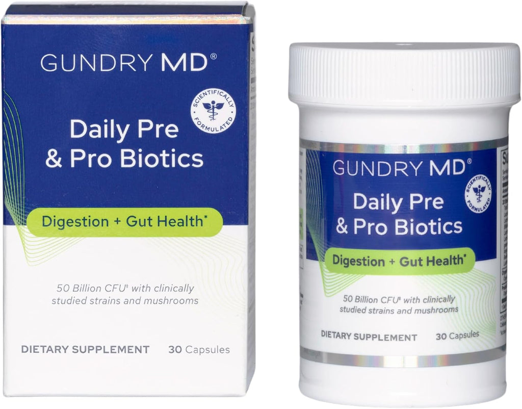 Gundry MD® Daily Pre & Pro Biotics with 50 Billion CFUs, 30 Servings | Added Organic Adaptogenic Mushroom Blend for Immune Support, Proactive Digestion, Leaky Gut & Gut Health Support, Once Daily