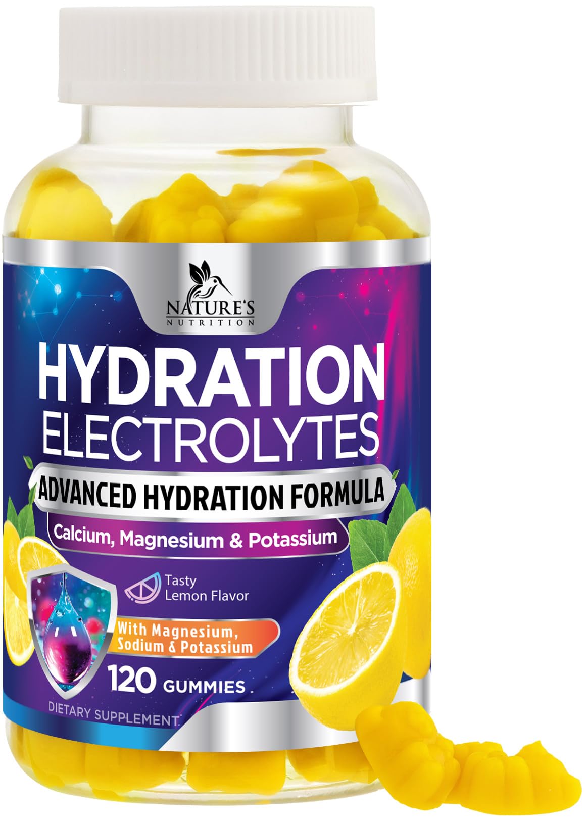 Hydration Electrolyte Gummies - Daily Liquid Replenisher Gummy - Electrolyte Multiplier with Minerals, Potassium & Real Salt - Vegan, Non-GMO - Tasty Lemon Flavor Hydration Electrolytes