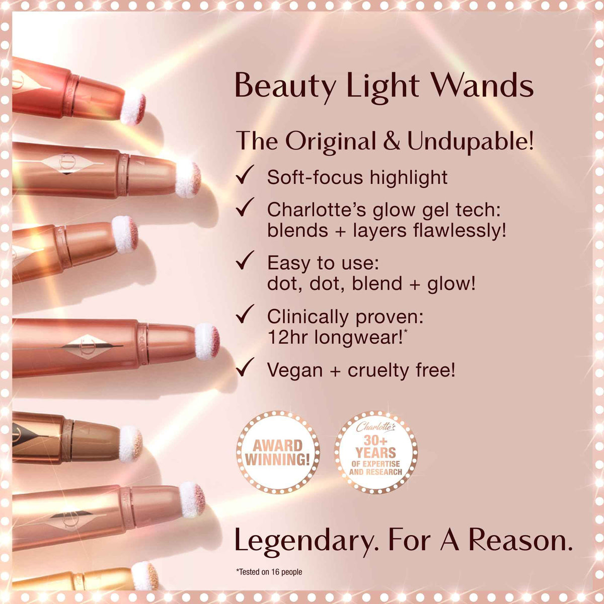 Charlotte Tilbury Pillow Talk Beauty Light Wand Liquid Highlighter Makeup - Soft-Focus Nude-Pink Highlighter & Blush for Cheeks - Pearlescent, Weightless Radiant Finish - Pillow Talk Original