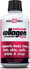 HEALTH DIRECT AminoSculpt Sugar-Free Liquid Collagen, Tart Cherry, 30 oz | High-Potency Collagen for Men & Women. Supports Hair, Skin, Nails & Joints. Medical-Grade, No Mixing, Non-GMO & Grass-Fed