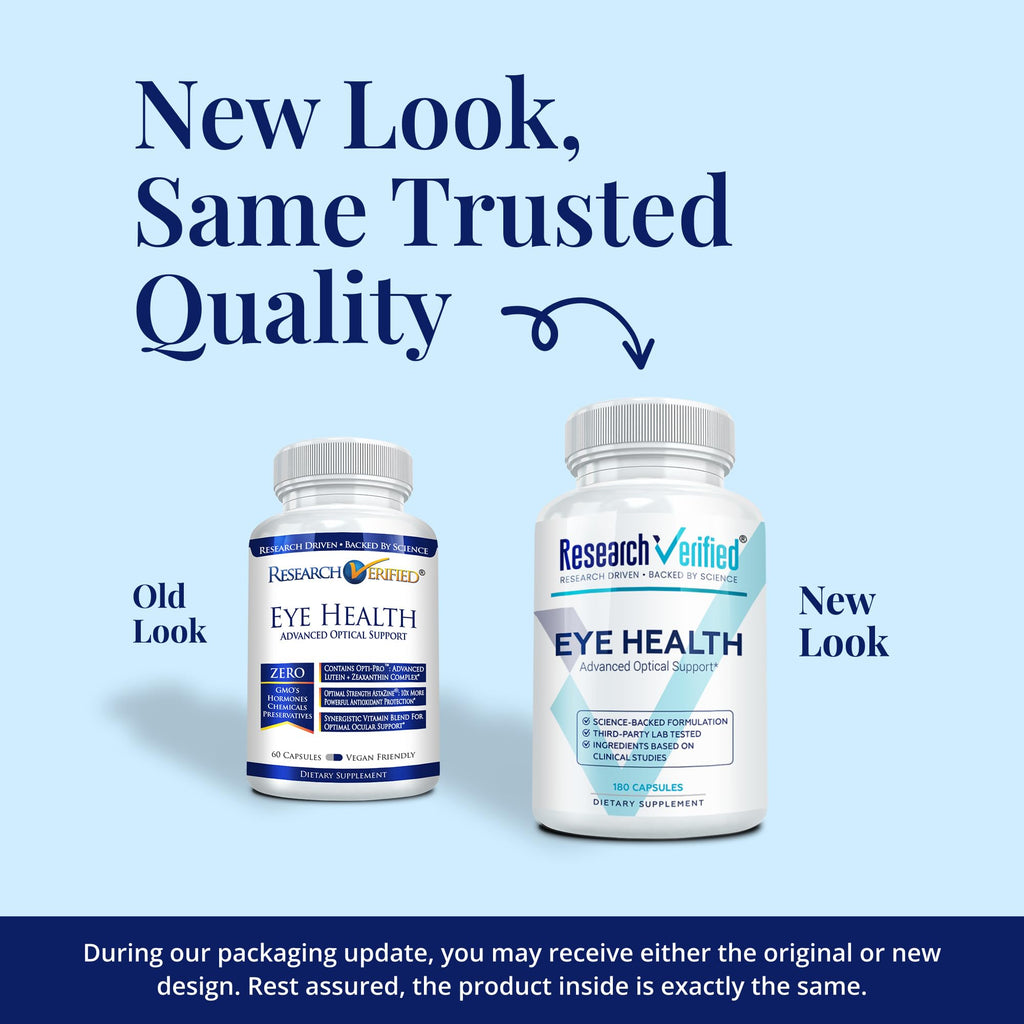 Research Verified Eye Health - Nourish and Protect Eyes and Vision, Support Healthy Retina, Improve Blood Supply to Eyes - Vitamins A, B, C, and E - 60 Capsules - Made in the USA