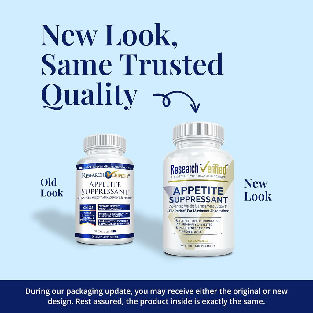 Research Verfied Appetite Suppressant - Curb Cravings, Reach Satiety, Boost Metabolism - 60 Capsules - Pack of 1