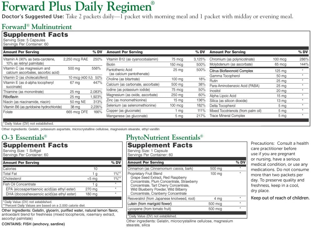 Dr. Whitaker's Forward Plus Daily Regimen - Comprehensive Multivitamin Supplement Supports Optimal Energy, Strength, Vitality, and Stamina - 60 Packets (30-Day Supply)