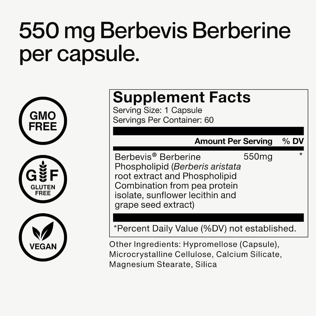 Momentous Berberine - Natural Bioavailable Supplement Formulated from Plant Alkaloid to Help Support Metabolic & Cardiovascular Health - Vegan - Gluten Free - NSF Certified for Sport - 60 Servings