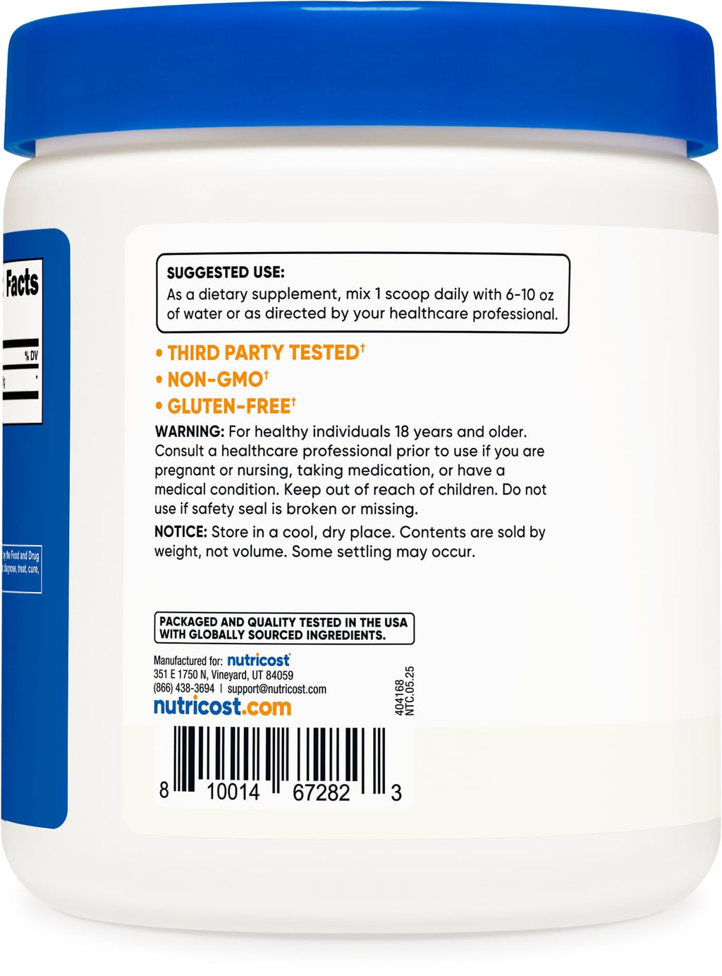 Nutricost Glycine Powder 1lb - Non-GMO, Gluten Free