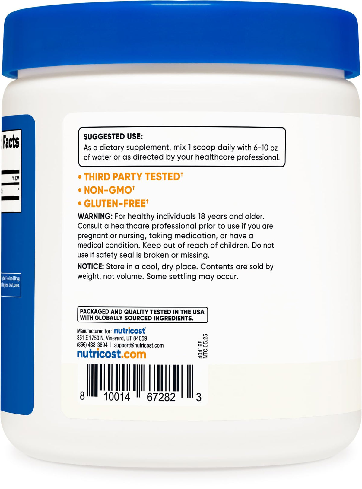 Nutricost Glycine Powder 1lb - Non-GMO, Gluten Free