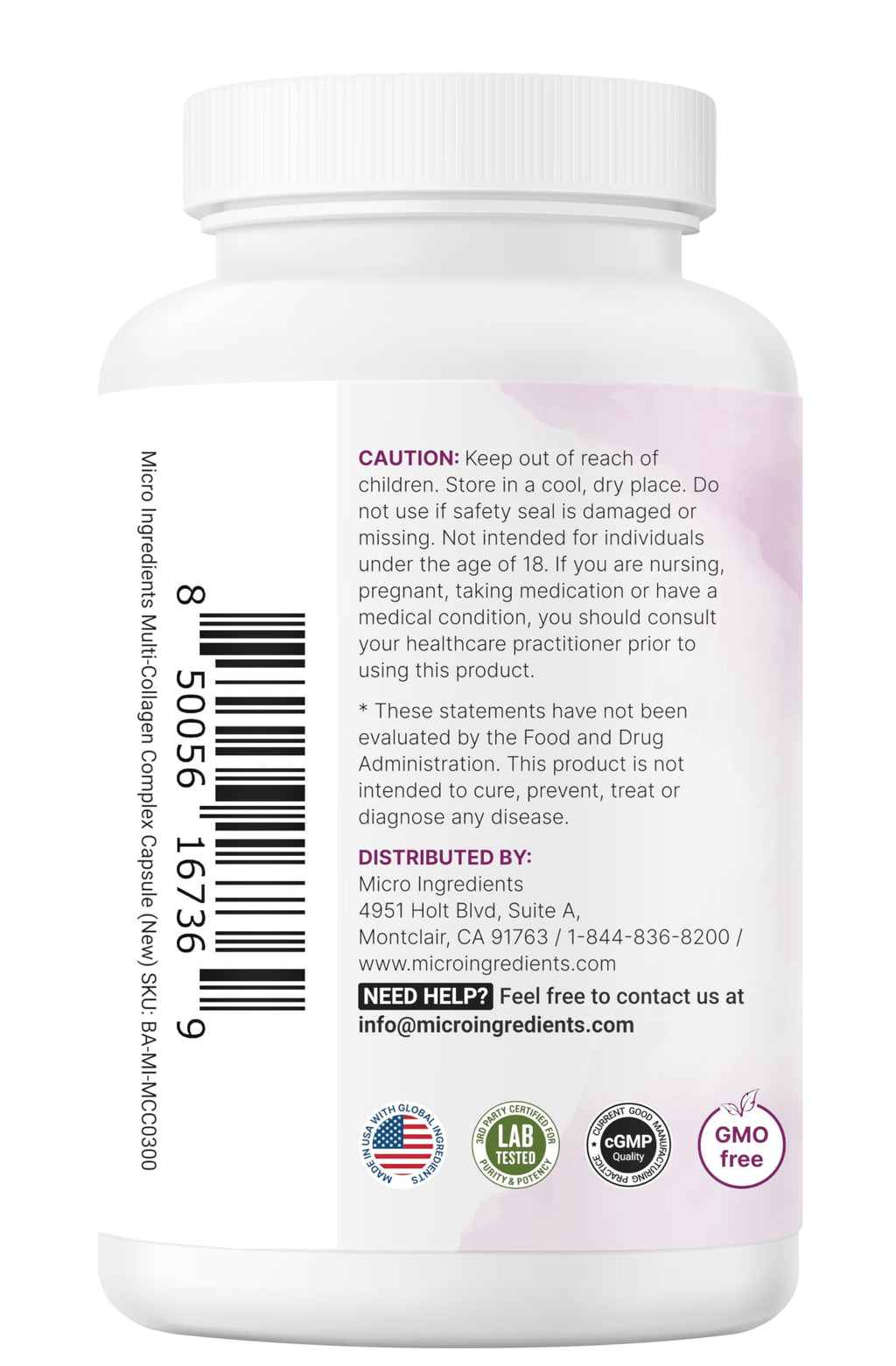 Micro Ingredients Multi Collagen Peptides Pills, 240 Capsules | For Women & Men. Type I, II, III, V, X. Hydrolyzed Collagen Supplement with Biotin, Hyaluronic Acid & Vitamin C. Filler Free.