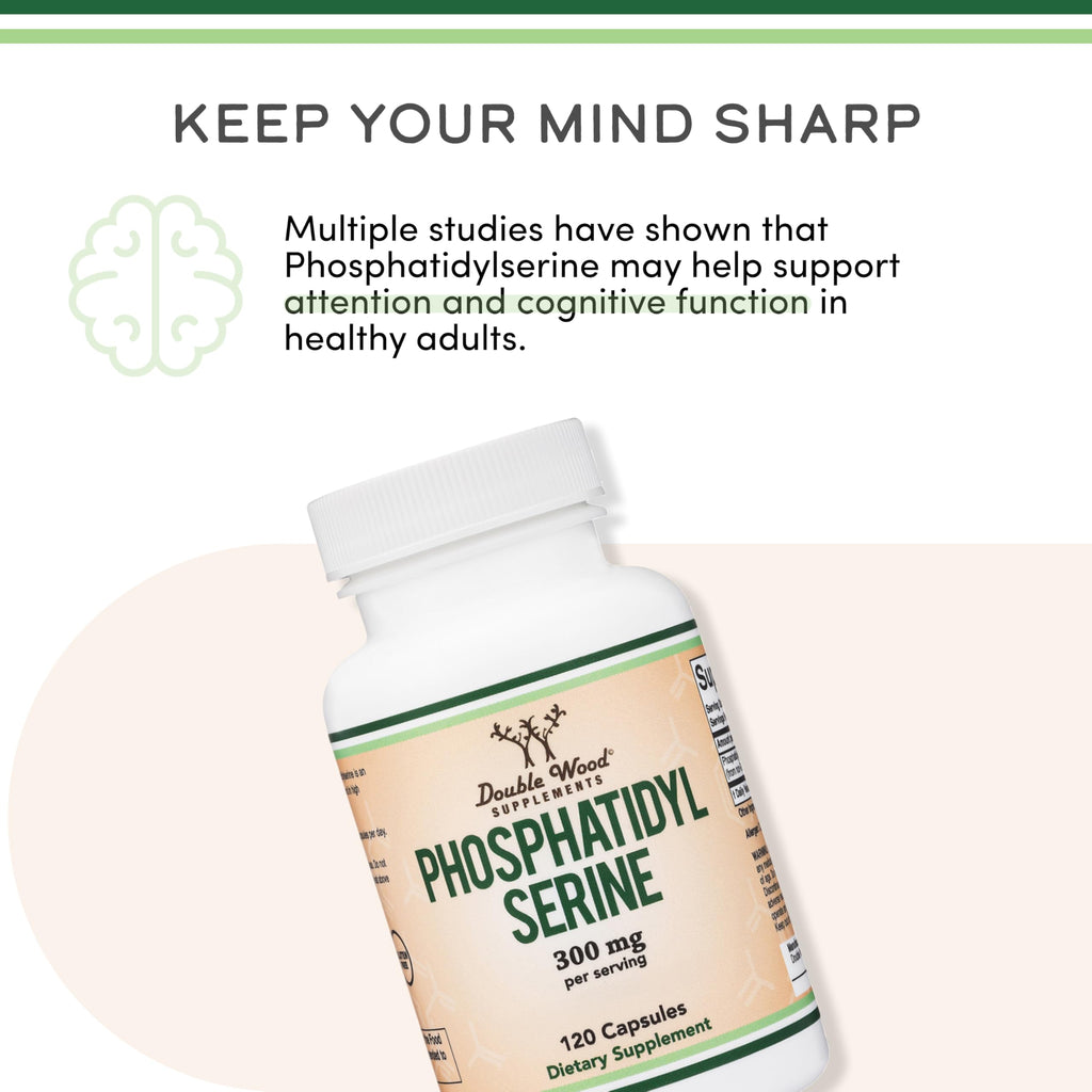 PhosphatidylSerine Supplement 300mg Per Serving, 120 Capsules (Phosphatidyl Serine Complex) by Double Wood