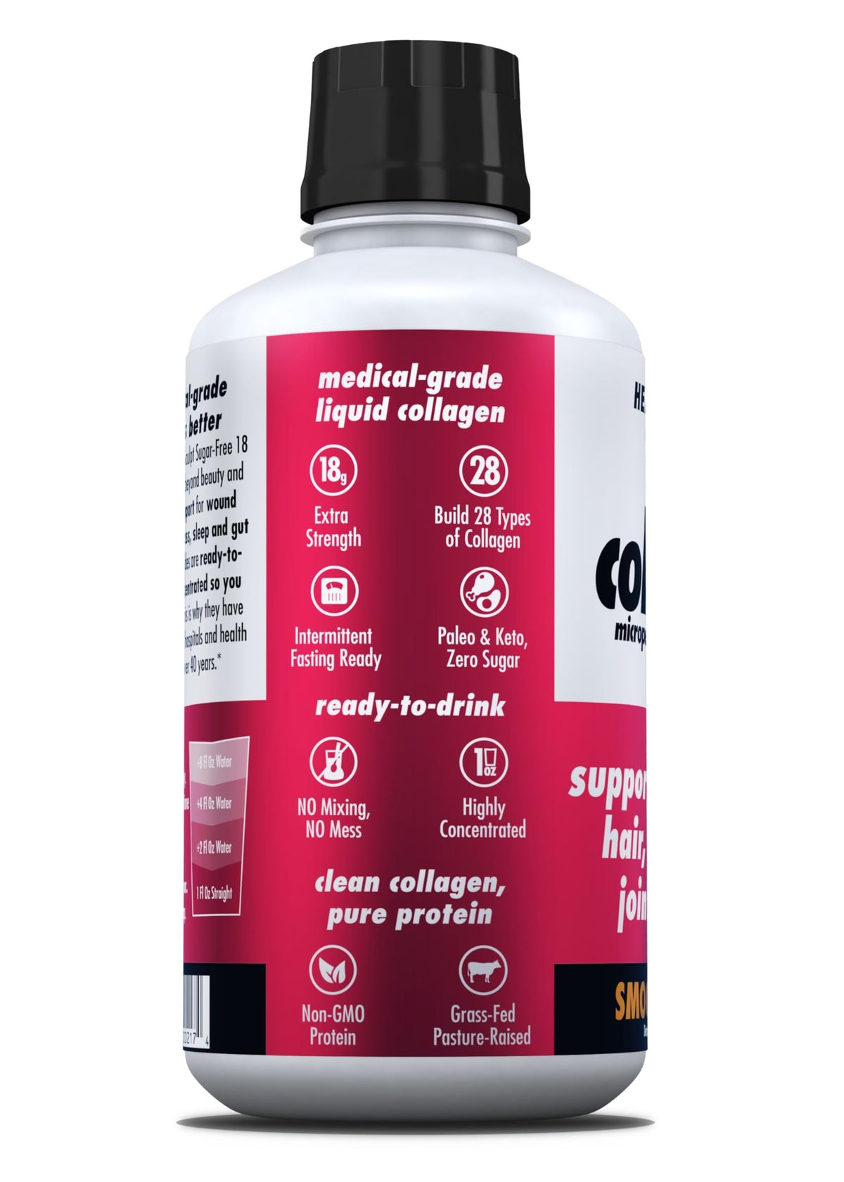 HEALTH DIRECT AminoSculpt Sugar-Free Liquid Collagen, Tart Cherry, 30 oz | High-Potency Collagen for Men & Women. Supports Hair, Skin, Nails & Joints. Medical-Grade, No Mixing, Non-GMO & Grass-Fed