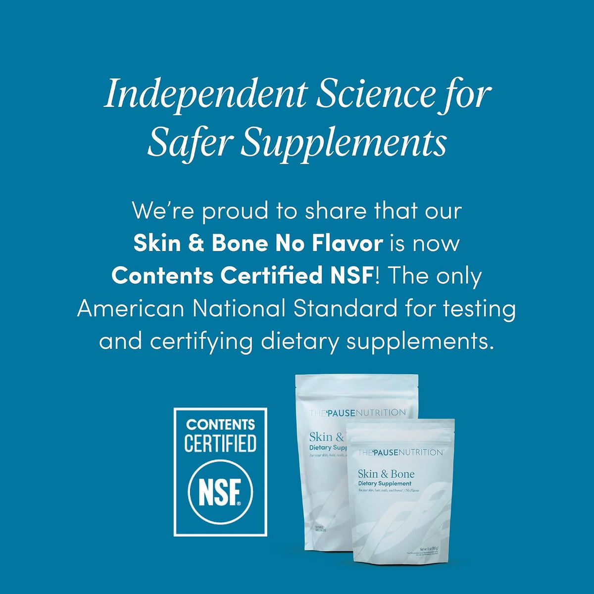 The 'Pause Life Skin & Bone Collagen Peptides + Hyaluronic Acid, 12 OZ | Verisol & Fortibone collagen peptides with hyaluronic acid & vitamin C. Gluten free. Supports skin, nails & hair health