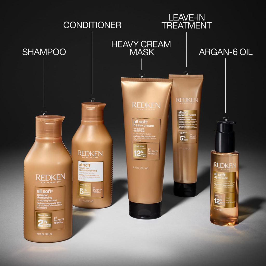 Redken All Soft Conditioner | For Dry, Brittle Hair | Moisturizes & Provides Intense Softness | With Argan Oil | 10.1 Fl Oz