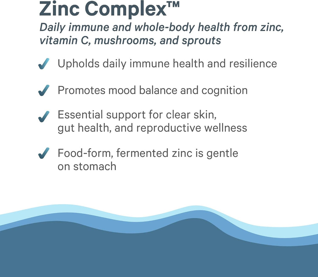PURE SYNERGY Zinc Complex | Immune Support Supplement | Natural, Vegan Zinc Complex with Vitamin C and Organic Whole Foods | for Immune, Brain, and Skin Health (60 Capsules)