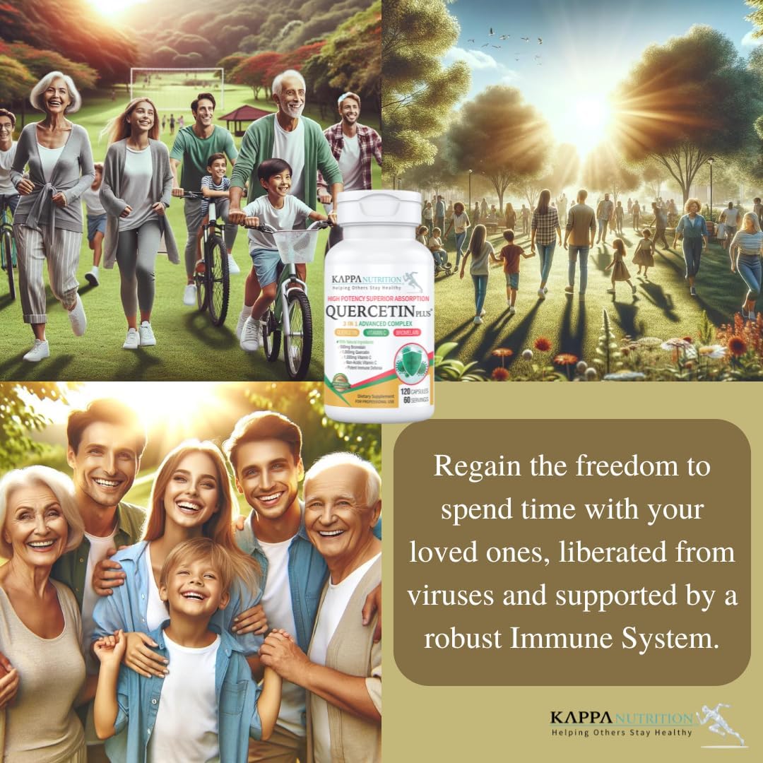 QUERCETIN PLUS, Quercetin 1,000mg, Bromelain 500mg and Vitamin C 1,000mg, (120 Capsules), 3 in 1 from Bioflavonoids, Supports Immune, Cardiovascular & Respiratory Health, Seasonal Allergy Relief.