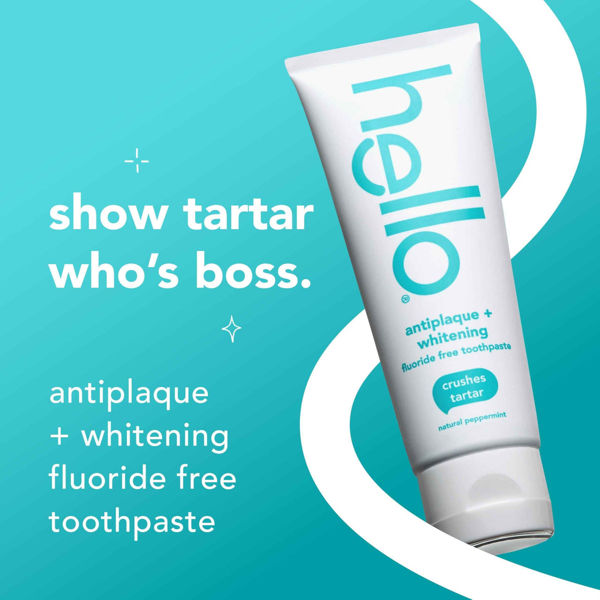 Hello Antiplaque and Whitening Fluoride Free Toothpaste, 5 Oz Tube, Whitening Toothpaste with Natural Peppermint Flavor and Tea Tree Oil, Crushes Tartar