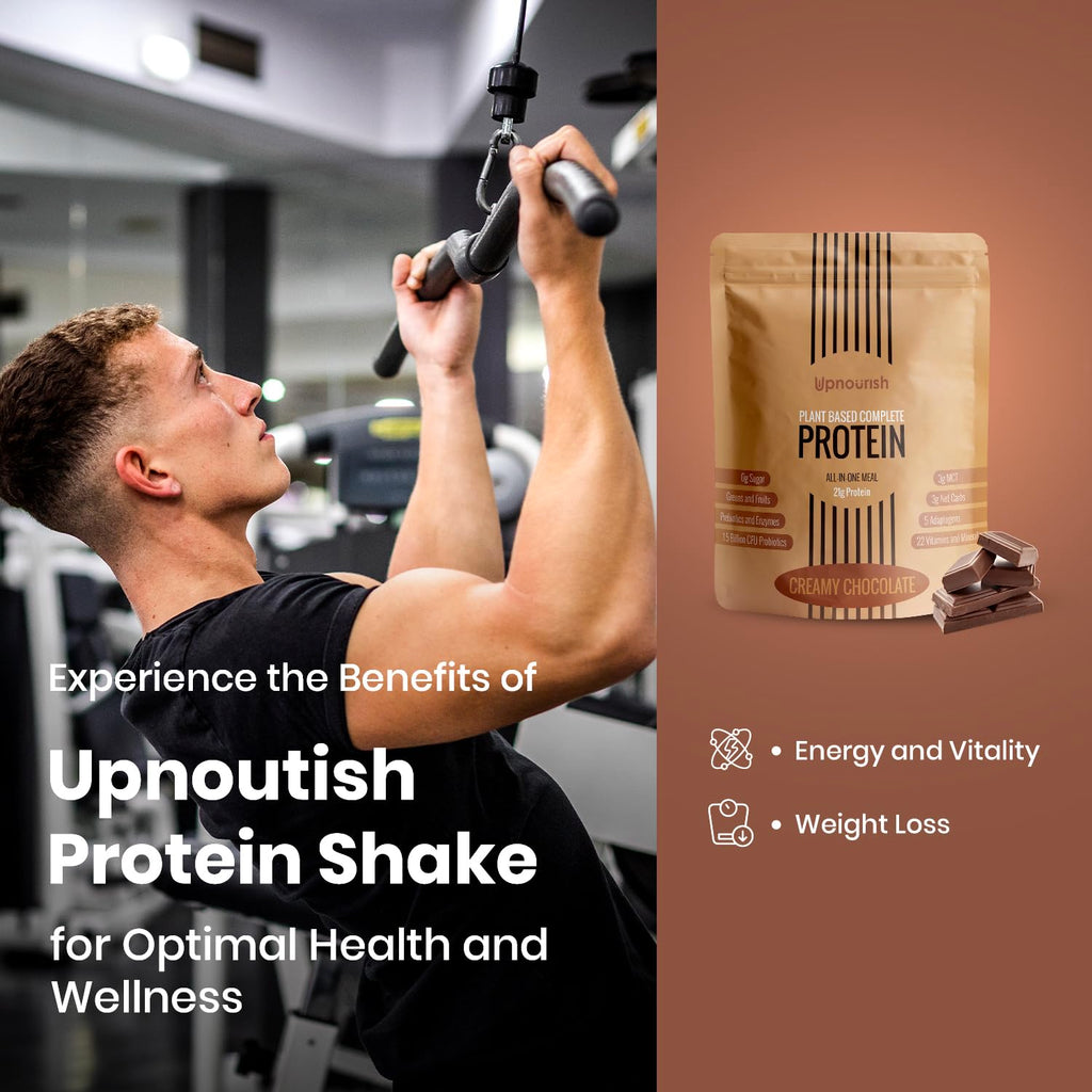 UpNourish Chocolate Vegan Protein Powder 54 Superfoods Powder,1.5 Billion CFU Probiotics 21g Plant Based Protein,No Sugar No Dairy No GMO Dairy Free,Meal Replacement Shake Keto-Friendly Low-Carb Diet,15 Servings