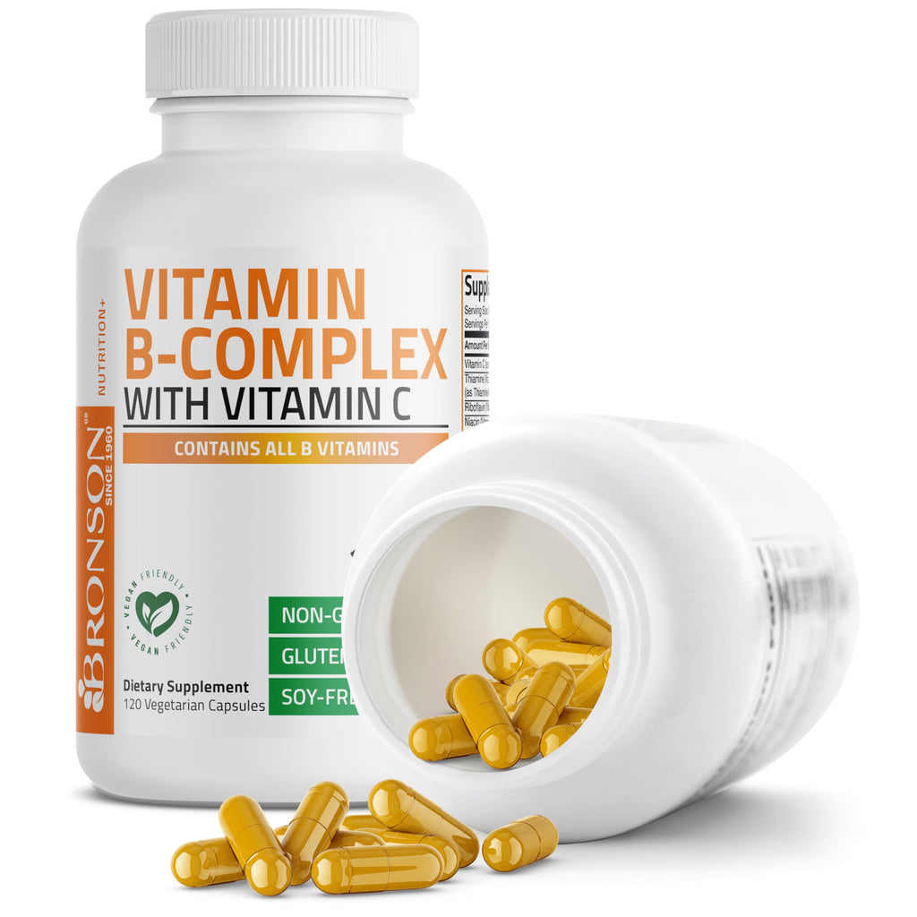 Bronson Vitamin B Complex with Vitamin C - Immune Health, Energy Support & Nervous System Support - Non-GMO, 250 Vegetarian Capsules