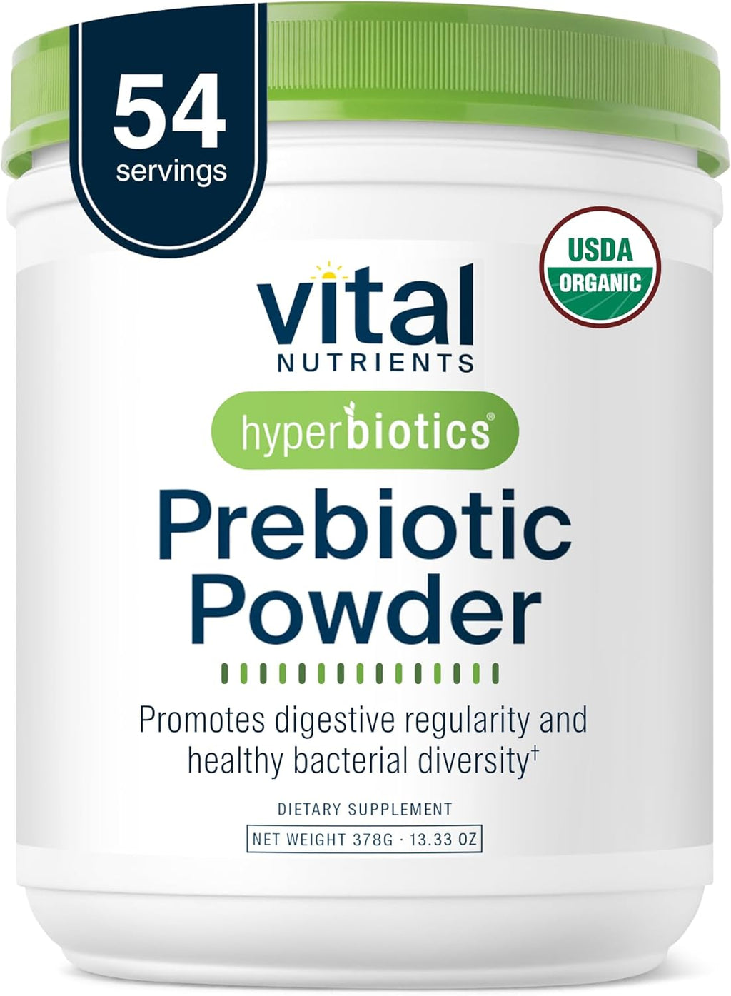 Hyperbiotics Vital Nutrients Organic Prebiotic Fiber Powder | Supports Gut Health and Digestive Regularity | Soluble Fiber Supplement for Women and Men | Vegan Organic Fiber Powder | 54 Servings