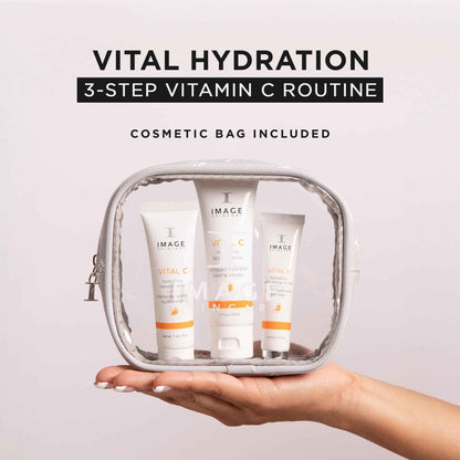 IMAGE Skincare, VITAL HYDRATION 3-Step Vitamin C Routine, Made with Hyaluronic Acid for Anti-Aging, Dry, Dull Skin, 3 Piece Skin Care Set