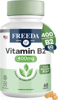 FREEDA Vitamin B2 400mg Riboflavin Supplement - 60 Vegan Tablets | High-Potency B2 Vitamin with Riboflavin-5-Phosphate to Support Energy, Metabolism, & Nervous System Health