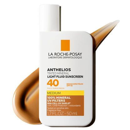 supplement products​La Roche-Posay Anthelios Tinted Sunscreen SPF 40, Broad Spectrum SPF + Antioxidants, Titanium Dioxide & Zinc Oxide Sunscreen, 4 Flexible Shades With No White Cast - JerryCherryUSA