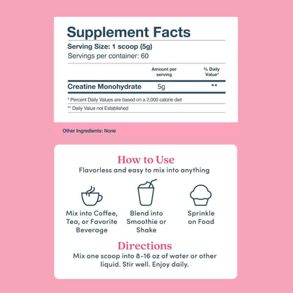 Further Food Unflavored Creatine Monohydrate Powder, 100% Pure, Micronized, Sugar-Free, Supports Strength, Energy and Muscle Recovery, 60 Servings, 10.6 Oz