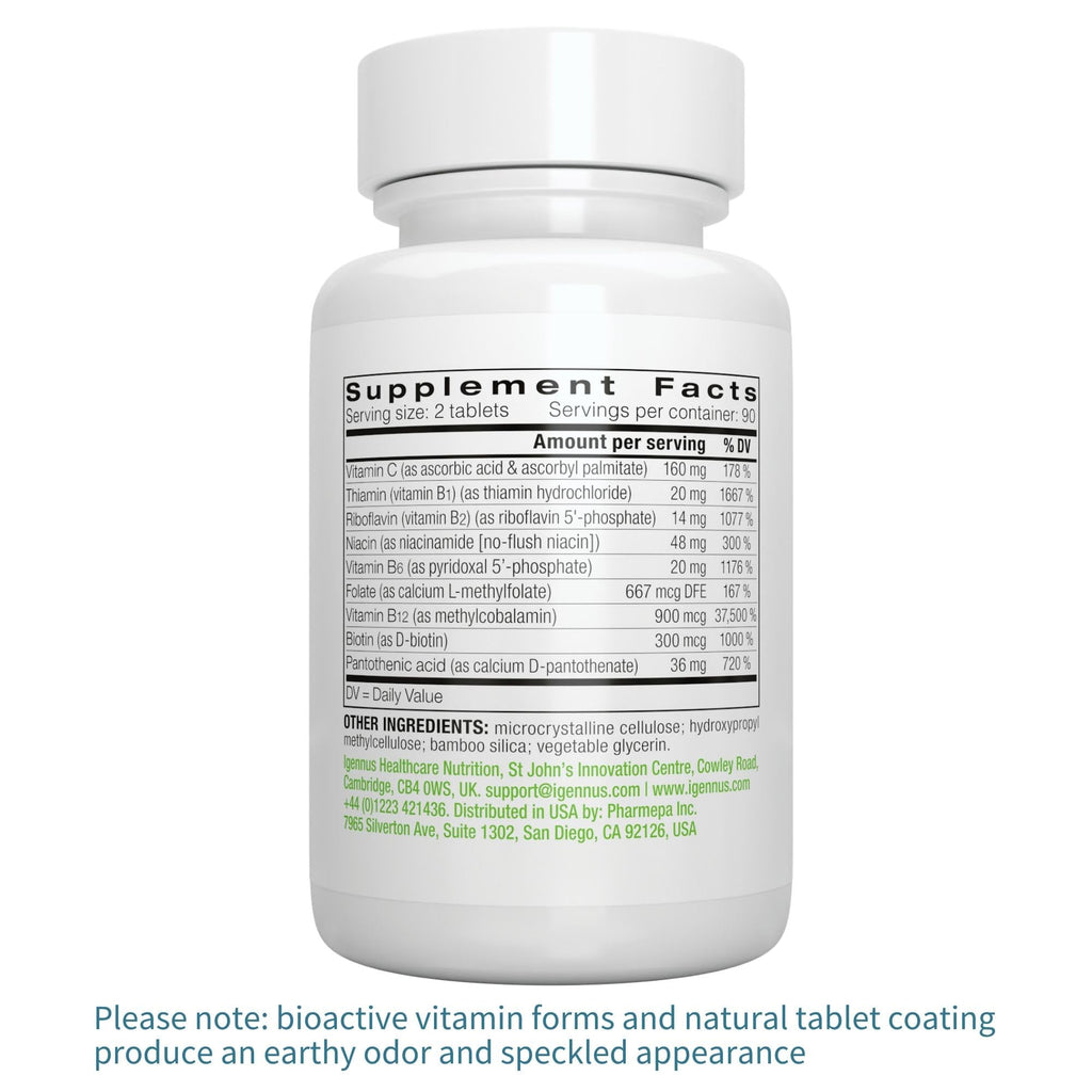 Igennus High Absorption Super B-Complex Methylated & Active B Vitamins | Sustained Release, Clean Label, Energy, Mood & Cognitive Performance, Methylfolate & Methyl B12, Lab Verified, 60 Tablets