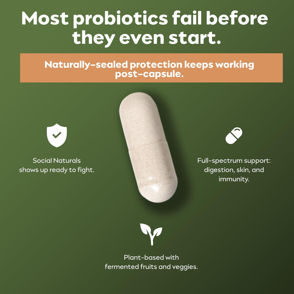 supplement products​Social Naturals Daily Probiotic Capsules for Gut Health & Bloating | Bifidobacterium | Multi-Strain with Prebiotic + Postbiotic | 20 Billion CFU | Vegan | 30 Capsules - JerryCherryUSA