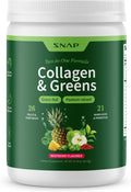 Snap Supplements Super Greens Powder with Collagen Peptides, 11.34 oz | 26 Fruits and Vegetables, Grass Fed, Non-GMO Daily Greens for Hair, Skin, Nails & Joint Support, 30 Servings, 1 Month Supply