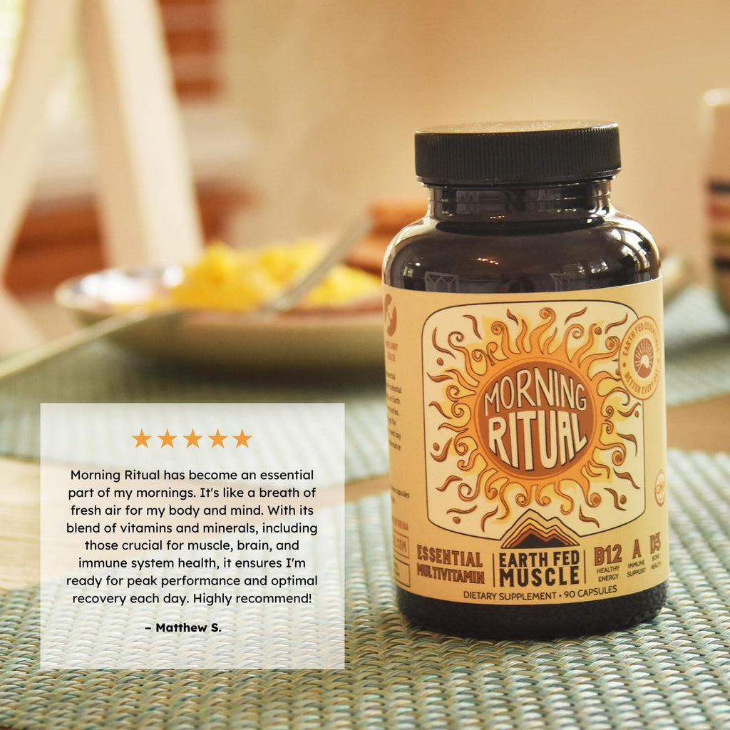 Earth Fed Muscle Morning Ritual Multivitamin for Men and Women | Supports General Health & Wellness, Multivitamin with Iron, Immune & Heart Support, 30 Day Supply, 60 Capsules