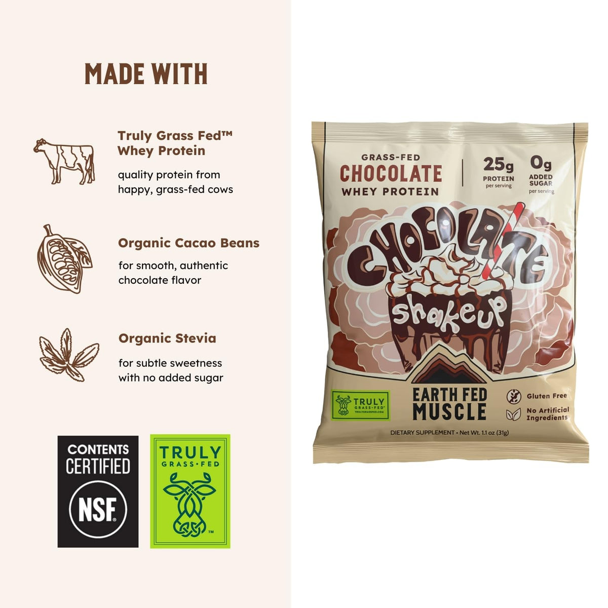 Earth Fed Muscle Whey Back Vanilla Irish Grass Fed Whey Protein Isolate | 25g protein per scoop, Third-Party Certified. Smooth vanilla, zero artificial sweeteners. Cold-processed in Ireland.